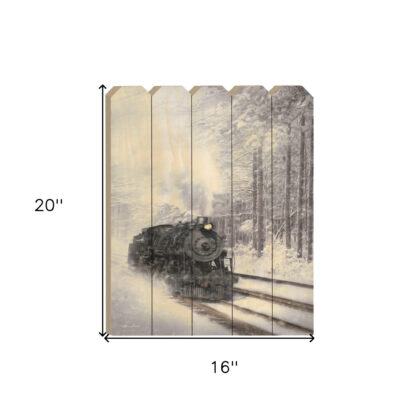 Snowy Locomotive Unframed Picket Fence Wall Art
