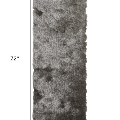 6' Charcoal Shag Hand Tufted Runner Rug