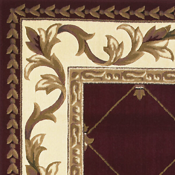 3'X5' Red Machine Woven Hand Carved Fleur De Lis Indoor Area Rug