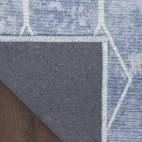 9' x 12' Blue and Beige Geometric Power Loom Washable Area Rug