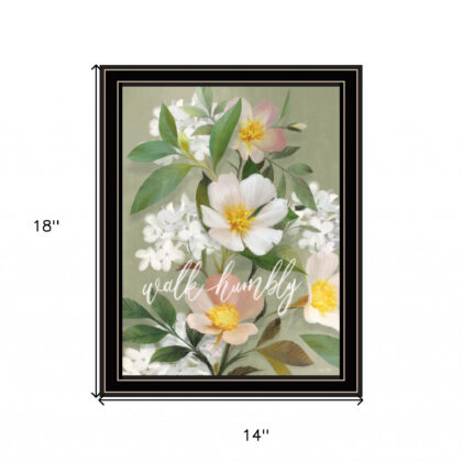 Walk Humbly Floral 1 Black Framed Print Wall Art