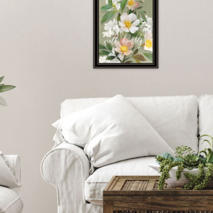 Walk Humbly Floral 1 Black Framed Print Wall Art