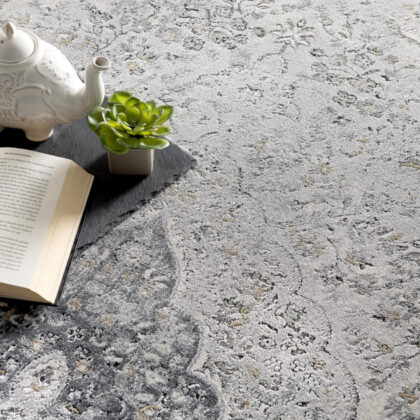 4' X 6' Grey Oriental Area Rug