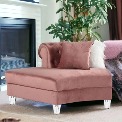 Pink Velvet Curved Four Piece Corner Sectional