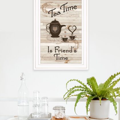 Tea Time Is Friends Time 1 White Framed Print Wall Art