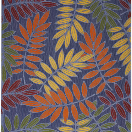 5' X 7' Orange Green and Blue Indoor Outdoor Area Rug