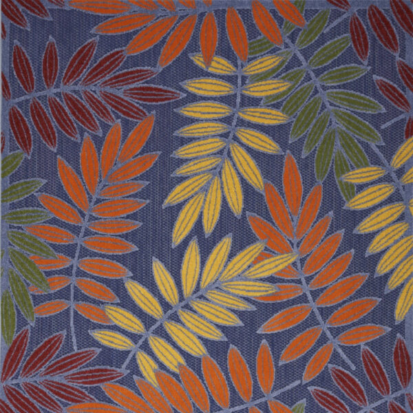 5' X 7' Orange Green and Blue Indoor Outdoor Area Rug