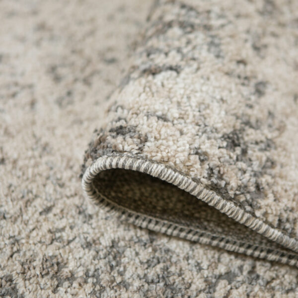 8' Gray and Beige Abstract Power Loom Runner Rug