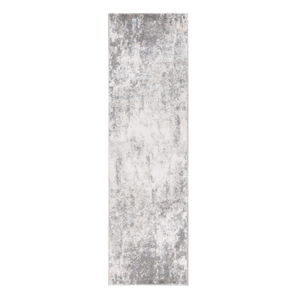 8' Gray and Beige Abstract Power Loom Runner Rug