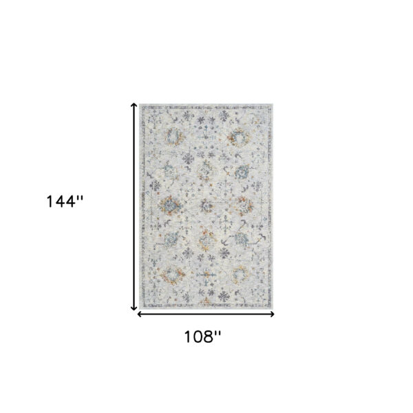 9' x 12' Ivory and Blue Floral Area Rug