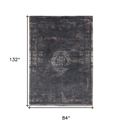 8' x 11' Gray and Black Medallion Non Skid Area Rug