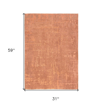 3' X 5' Orange Abstract Non Skid Area Rug