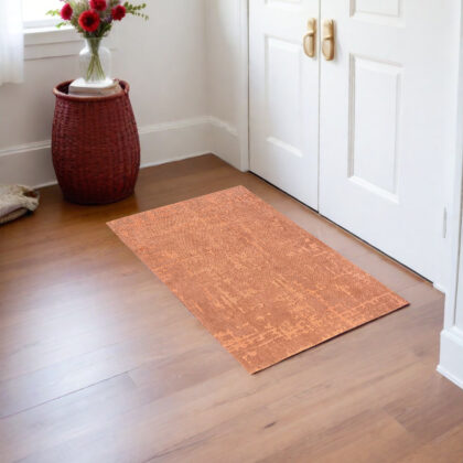 3' X 5' Orange Abstract Non Skid Area Rug