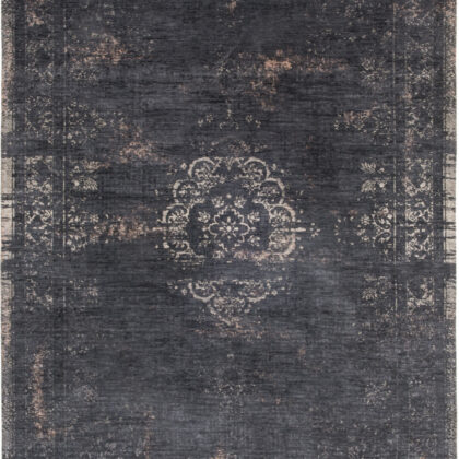 8' x 11' Gray and Black Medallion Non Skid Area Rug