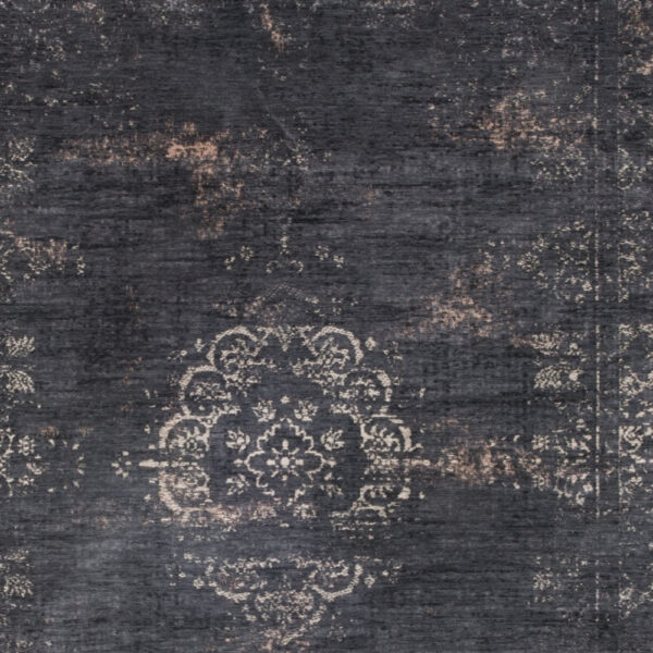 8' x 11' Gray and Black Medallion Non Skid Area Rug