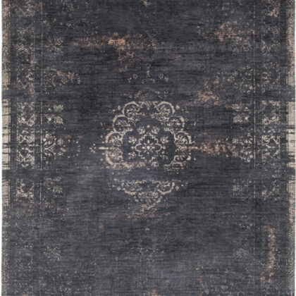 6' X 8' Gray and Black Medallion Non Skid Area Rug