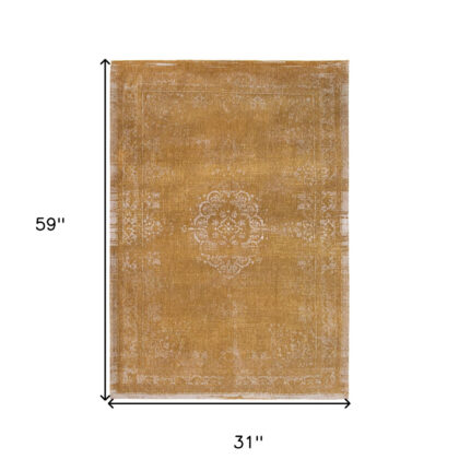 3' X 5' Orange and White Medallion Non Skid Area Rug
