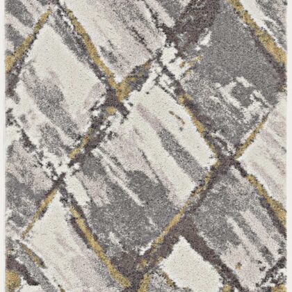 8' Ivory Grey Machine Woven Abstract Stroke Indoor Runner Rug