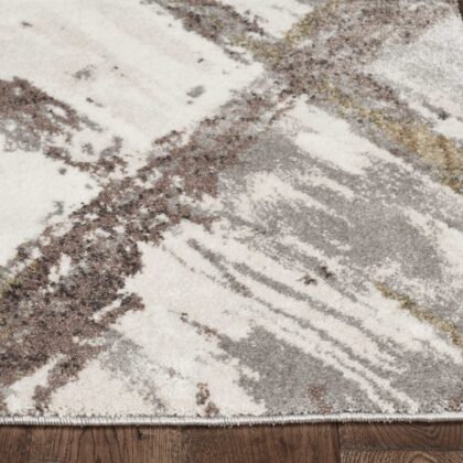 8' Ivory Grey Machine Woven Abstract Stroke Indoor Runner Rug