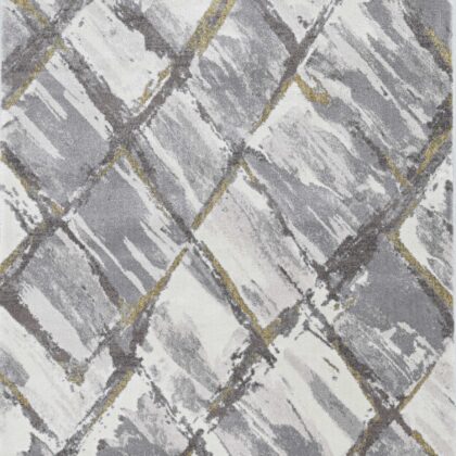 8' Ivory Grey Machine Woven Abstract Stroke Indoor Runner Rug