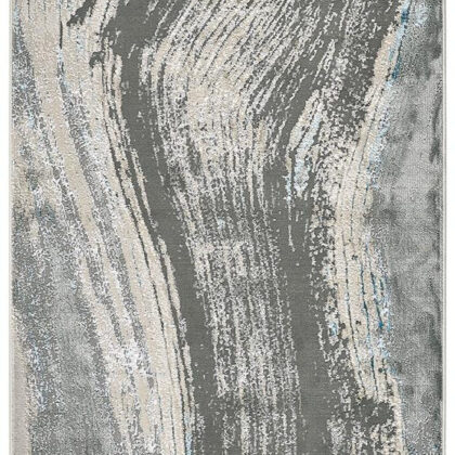 8' Blue and Gray Abstract Power Loom Runner Rug