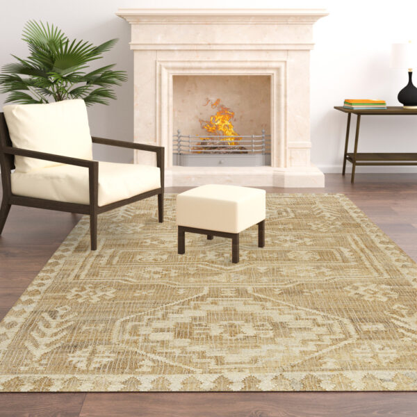 5' x 8' Brown Medallion Hand Woven Area Rug