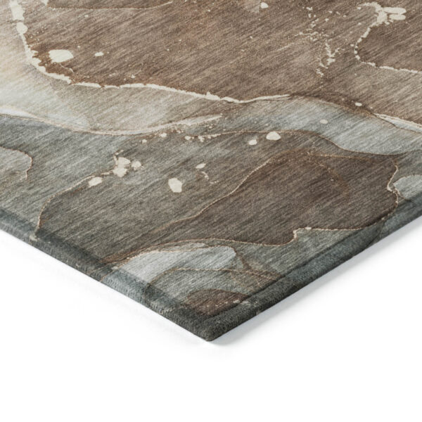 5' X 8' Brown Abstract Washable Non Skid Indoor Outdoor Area Rug
