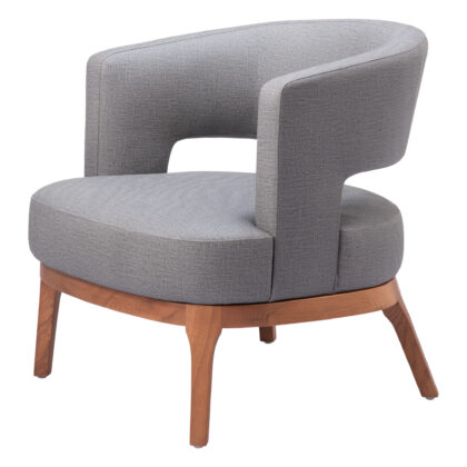 27" Slate Gray And Brown Faux Leather Arm Chair