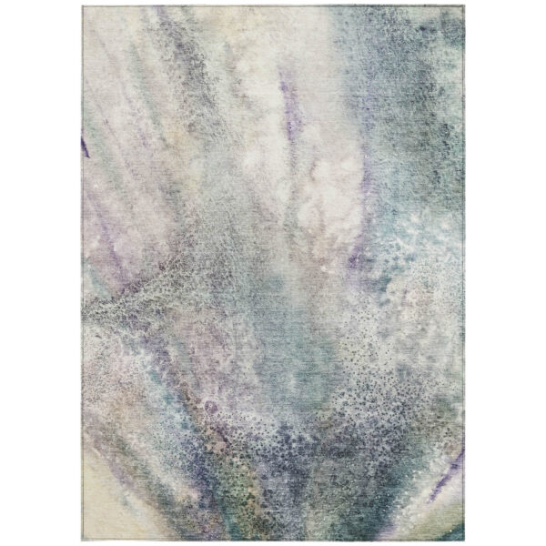 8' X 10' Ivory Abstract Washable Non Skid Indoor Outdoor Area Rug
