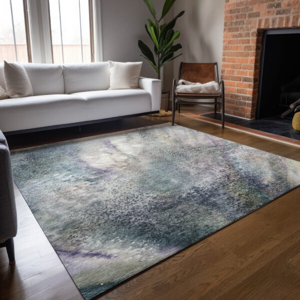 8' X 10' Ivory Abstract Washable Non Skid Indoor Outdoor Area Rug