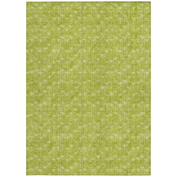 9' X 12' Moss Green Geometric Washable Non Skid Indoor Outdoor Area Rug