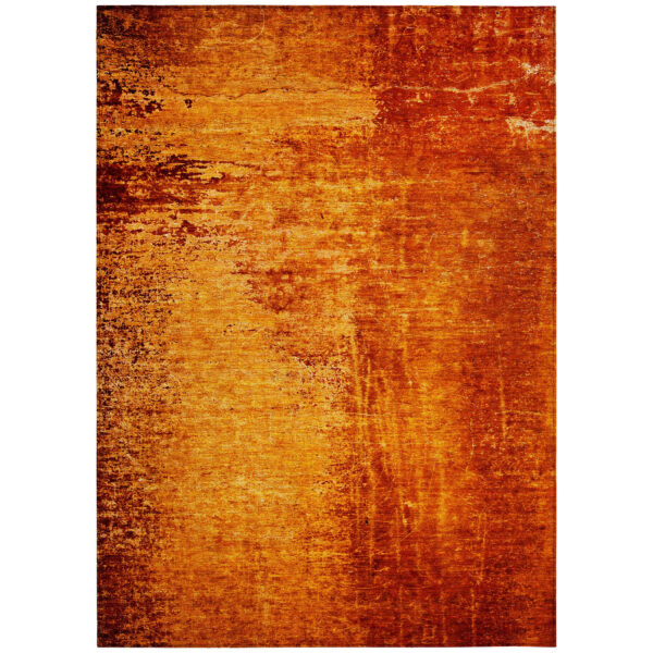 8' X 10' Orange Abstract Washable Non Skid Indoor Outdoor Area Rug