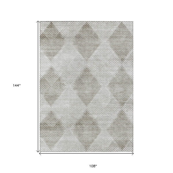 9' X 12' Gray Geometric Washable Non Skid Indoor Outdoor Area Rug