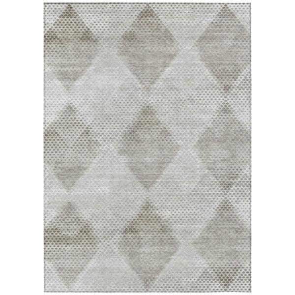 9' X 12' Gray Geometric Washable Non Skid Indoor Outdoor Area Rug