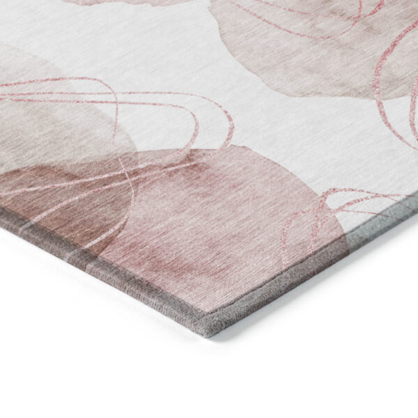 8' Round Merlot and Ivory Round Abstract Washable Non Skid Indoor Outdoor Area Rug