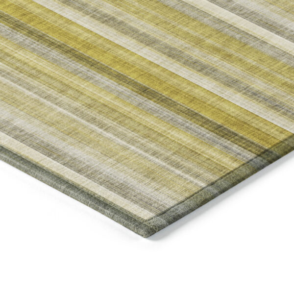 10' X 14' Gold Striped Washable Non Skid Indoor Outdoor Area Rug