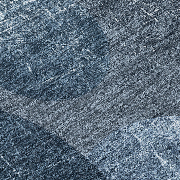 2' X 8' Gray and Blue Abstract Washable Non Skid Indoor Outdoor Runner Rug