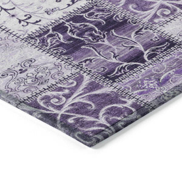 5' X 8' Purple Patchwork Washable Non Skid Indoor Outdoor Area Rug