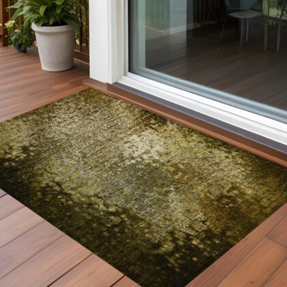 3' X 5' Brown Washable Non Skid Indoor Outdoor Area Rug