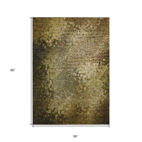 3' X 5' Brown Washable Non Skid Indoor Outdoor Area Rug