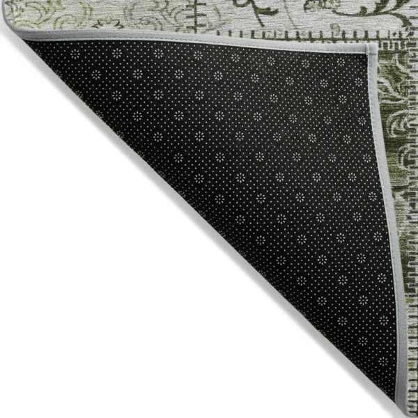 8' Round Green Round Patchwork Washable Non Skid Indoor Outdoor Area Rug