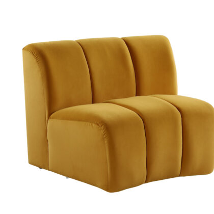 43" Yellow And Black Velvet Slipper Chair