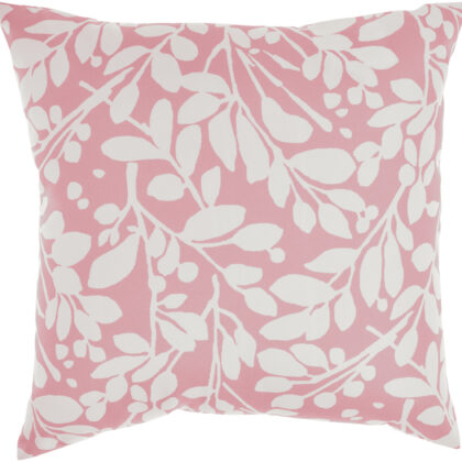 20" Coral and White Botanical Indoor Outdoor Throw Pillow