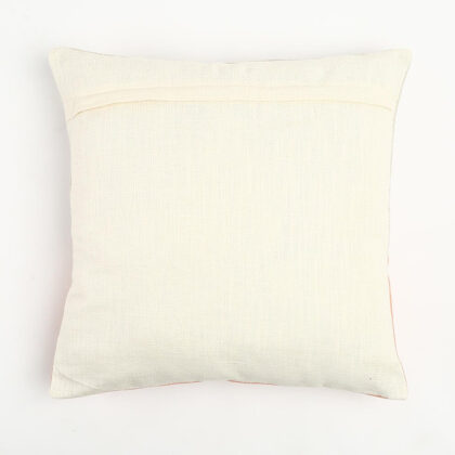20" Natural and Coral Hand Woven Text Indoor Outdoor Throw Pillow Cover With Embroidery