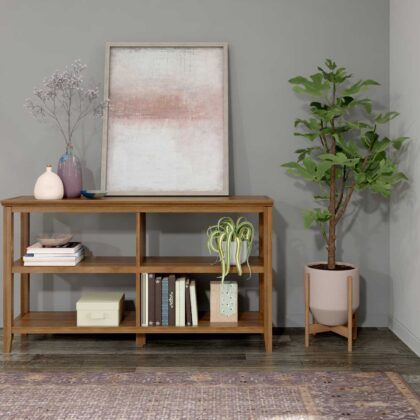 Brown Solid Wood Double Bookcase