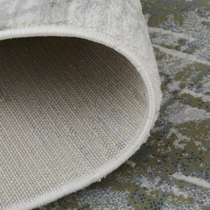 2' X 3' Green Gray And Ivory Abstract Distressed Stain Resistant Area Rug
