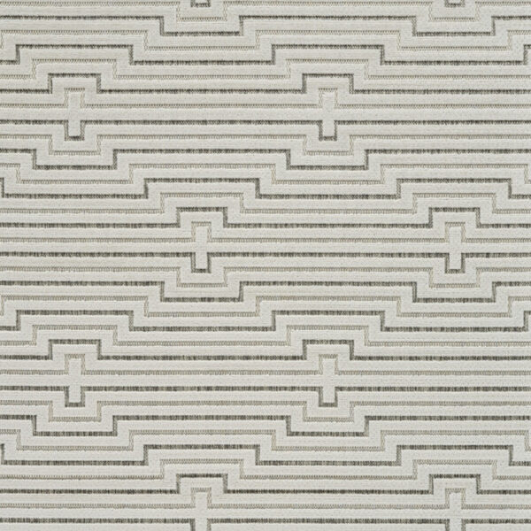 5' X 7' Cream and Beige Geometric Distressed Indoor Outdoor Area Rug