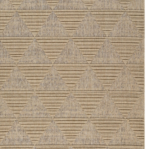 8' X 11' Beige and Brown Geometric Distressed Indoor Outdoor Area Rug