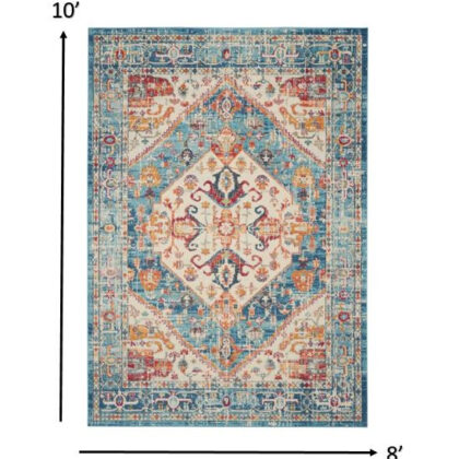 8' X 10' Blue And Ivory Power Loom Area Rug