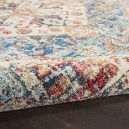 8' X 10' Blue And Ivory Power Loom Area Rug